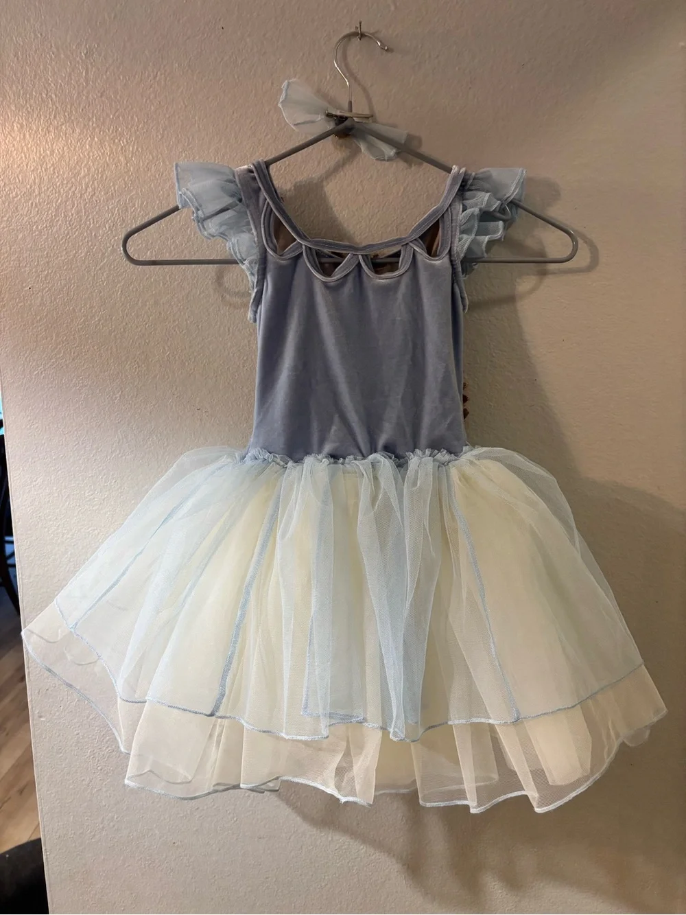 Blue and Gold Embellished Girls' Ballet Costume